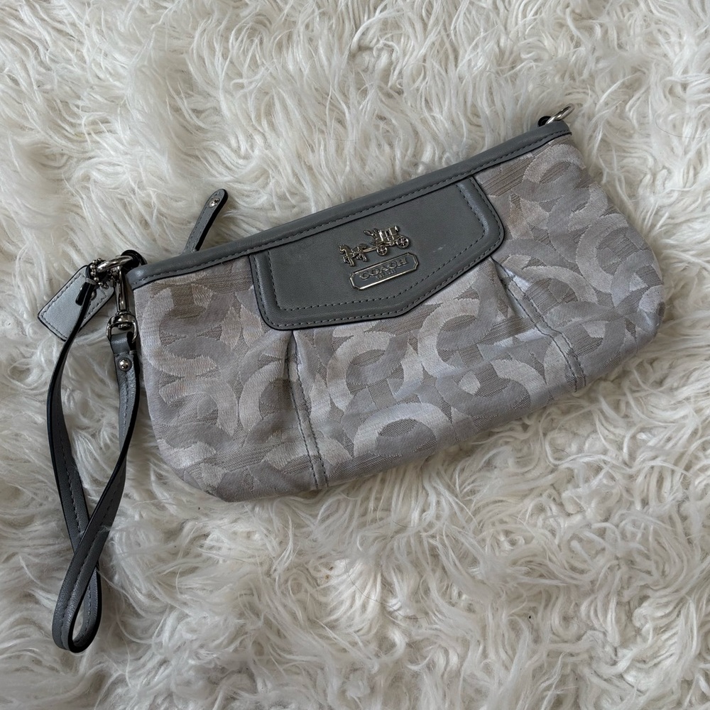 Vintage Grey Signature Coach Wristlet